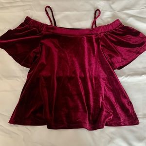 Red Off-the-Shoulder Velvet Top
